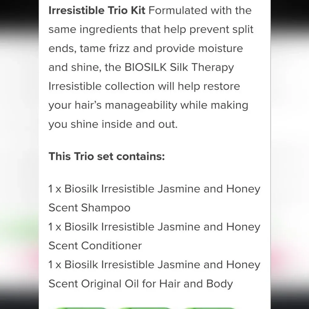 Biosilk‎ Irresistible Silk Therapy Trio